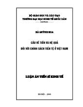 Luận án Cầu về tiền và hệ quả đối với chính sách tiền tệ ở Việt Nam