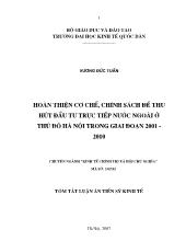 Luận án Hoàn thiện cơ chế, chính sách để thu hút đầu tư trực tiếp nước ngoài ở thủ đô Hà Nội trong giai đoạn 2001-2010