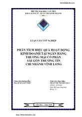 Luận văn Phân tích hiệu quả hoạt động kinh doanh tại ngân hàng thương mại cổ phần Sài Gòn Thương Tín chi nhánh Vĩnh Long