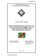 Luận văn Phân tích hoạt động tín dụng tại ngân hàng nông nghiệp và phát triển nông thôn Vĩnh Long chi nhánh huyện Trà Ôn