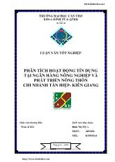 Luận văn Phân tích hoạt động tín dụng tại ngân hàng nông nghiệp và phát triển nông thôn chi nhánh Tân Hiệp - Kiên Giang