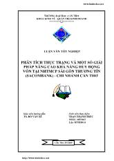 Luận văn Phân tích thực trạng và một số giải pháp nâng cao khả năng huy động vốn tại ngân hàng thương mại cổ phần Sài Gòn Thương Tín SacomBank chi nhánh Cần Thơ