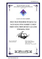 Luận văn Phân tích tình hình tín dụng tại ngân hàng nông nghiệp và phát triển nông thôn huyện Cao Lãnh, tỉnh Đồng Tháp