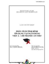 Luận văn Phân tích tình hình tín dụng tại ngân hàng Việt Á chi nhánh Cần Thơ