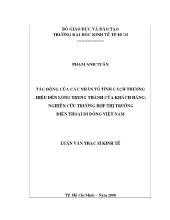 Luận văn Tác động của các nhân tố tính cách thương hiệu lòng trung thành của khách hàng: Nghiên cứu trường hợp thị trường điện thoại di động Việt Nam