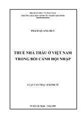 Luận văn Thuế nhà thầu ở Việt Nam trong bối cảnh hội nhập