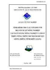 Luận văn Tình hình cho vay vốn đối với hộ sản xuất nông nghiệp tại ngân hàng nông nghiệp và phát triển nông thôn chi nhánh huyện Giồng Riềng, tỉnh Kiên Giang