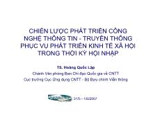 Đề tài Chiến lược phát triển công nghệ thông tin, truyền thông phục vụ phát triển kinh tế xã hội trong thời kỳ hội nhập