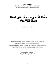 Báo cáo Đánh giá tiềm năng xuất khẩu của Việt Nam