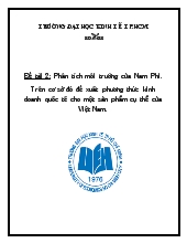 Đề tài Phân tích môi trường của Nam Phi, trên cơ sở đó đề xuất phương thức kinh doanh quốc tế cho một sản phẩm cụ thể của Việt Nam