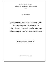 Luận văn Các giải pháp tài chính nâng cao hiệu quả quản trị tài chính các công ty cổ phần niêm yết tại Sở giao dịch chứng khoán TP HCM