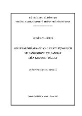 Luận văn Giải pháp nhằm nâng cao chất lượng dịch vụ hàng không tại sân bay Liên Khương - Đà Lạt