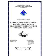 Luận văn Giải pháp phát triển bền vững hợp tác xã rau an toàn Thành Lợi huyện Bình Tân, tỉnh Vĩnh Long đến năm 2015