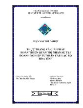 Luận văn Thực trạng và giải pháp hoàn thiện quản trị nhân sự tại doanh nghiệp tư nhân câu lạc bộ Hòa Bình