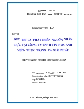 Đề tài Duy trì và phát triển nguồn nhân lực tại công ty TNHH tin học Anh Việt: Thực trạng và giải pháp