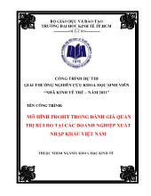 Đề tài Mô hình Probit trong đánh giá quản trị rủi ro tại các doanh nghiệp xuất nhập khẩu Việt Nam