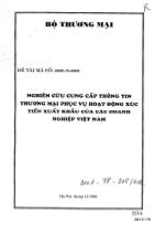 Đề tài Nghiên cứu cung cấp thông tin thương mại phục vụ hoạt động xúc tiến xuất khẩu của các doanh nghiệp Việt Nam