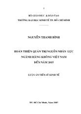 Luận án Hoàn thiện quản trị nguồn nhân lực ngành hàng không Việt Nam đến năm 2015