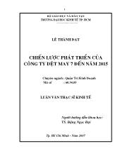 Luận văn Chiến lược phát triển của công ty dệt may 7 đến năm 2015