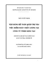 Luận văn Vận dụng kế toán quản trị vào việc kiểm soát chất lượng tại công ty TNHH Sáng Tạo
