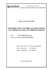 Khóa luận Giải pháp nâng cao hiệu quả hoạt động tài chính tại công ty TNHH Mai Thành