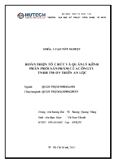 Khóa luận Hoàn thiện tổ chức và quản lý kênh phân phối sản phẩm của công ty TNHH thương mại dịch vụ Thiên An Lộc