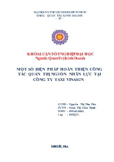 Khóa luận Một số biện pháp hoàn thiện công tác quản trị nguồn nhân lực tại công ty taxi VINASUN