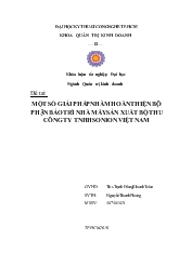 Khóa luận Một số giải pháp nhằm hoàn thiện bộ phận bảo trì nhà máy sản xuất bộ thu công ty TNHH SONION Việt Nam