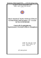 Khóa luận Thực trạng sử dụng vốn tại công ty cổ phần thương mại đầu tư và xây dựng CONSTREXIM