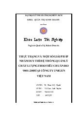 Khóa luận Thực trạng và một số giải pháp nhằm duy trì hệ thống quản lý chất lượng theo tiêu chuẩn ISO 9001:2008 tại công ty UNIGEN Việt Nam
