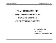 Đề tài Phân tích đánh giá hoạt động kinh doanh công ty cổ phần cà phê Trung Nguyên