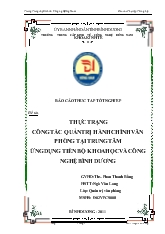 Đề tài Thực trạng công tác quản trị hành chính văn phòng tại trung tâm ứng dụng tiến bộ khoa học và công nghệ Bình Dương