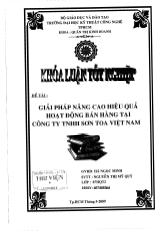 Khóa luận Giải pháp nâng cao hiệu quả hoạt động bán hàng tại công ty TNHH Sơn Toa Việt Nam