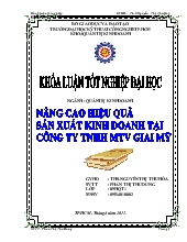 Khóa luận Nâng cao hiệu quả sản xuất kinh doanh tại công ty TNHH một thành viên Giai Mỹ