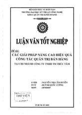 Luận văn Các giải pháp nâng cao hiệu quả công tác quản trị bán hàng tại chi nhánh công ty TNHH thương mại Trúc Tâm