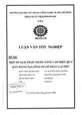 Luận văn Một số giải pháp nhằm nâng cao hiệu quả bán hàng tại công ty cổ phần Lai Phú