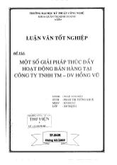Luận văn Một số giải pháp thúc đẩy hoạt động bán hàng tại công ty TNHH thương mại dịch vụ Hồng Vũ