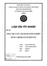 Luận văn Phát huy sức mạnh doanh nghiệp bằng chính sách nhân sự tại công ty TNHH Việt Nam gạch men Thạch Anh VICERA