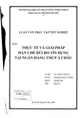 Luận văn Thực tế và giải pháp hạn chế rủi ro tín dụng tại ngân hàng thương mại cổ phần Á Châu