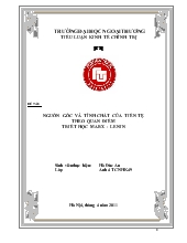 Tiểu luận Nguồn gốc và tính chất của tiền tệ theo quan điểm triết học Marx - Lenin