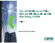 Các chỉ số đầu tư và thẩm định giá bất động sản tại Việt Nam tháng 11/2008 (phần 1)