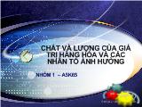 Đề tài Chất và lượng của giá trị hàng hóa và các nhân tố ảnh hưởng