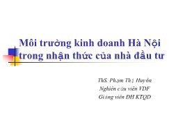 Đề tài Môi trường kinh doanh Hà Nội trong nhận thức của nhà đầu tư