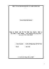 Luận văn Đảng bộ Thành phố Hà Nội lãnh đạo chuyển dịch cơ cấu kinh tế theo hướng công nghiệp hóa, hiện đại hóa từ 1996 đến 2005