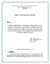 Tiểu luận Chứng minh sự lãnh đạo đúng đắn của Đảng cộng sản Việt Nam là một trong những nguyên nhân dẫn đến thắng lợi của cách mạng Việt Nam kể từ khi Đảng ra đời cho đến nay