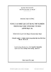 Luận văn Tóm tắt Nâng cao hiệu quả sử dụng thí nghiệm trong dạy học sinh học tế bào (Sinh học 10)