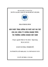 Luận văn Giải pháp tăng cường và phát huy vai trò của các công ty chứng khoán trên thị trường chứng khoán Việt Nam