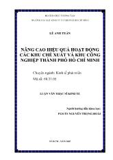Luận văn Nâng cao hiệu quả hoạt động các khu công nghiệp và khu chế xuất Thành phố Hồ Chí Minh