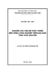 Luận văn Nghiên cứu vấn đề phát triển bền vững công nghiệp trên địa bàn tỉnh Thái Nguyên