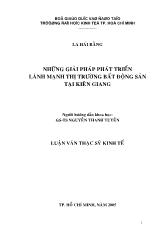 Luận văn Những giải pháp phát triển lành mạnh thị trường bất động sản tại Kiên Giang